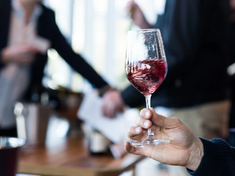 a hand holding a wine glass