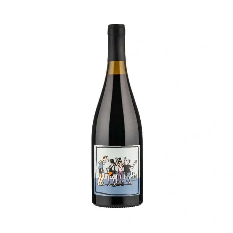 a bottle of wine with a picture of people dancing