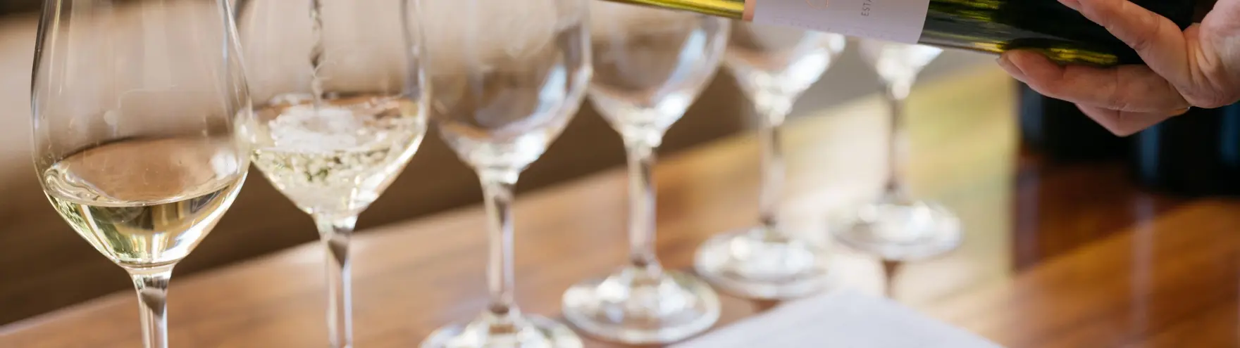 a close up of wine glasses