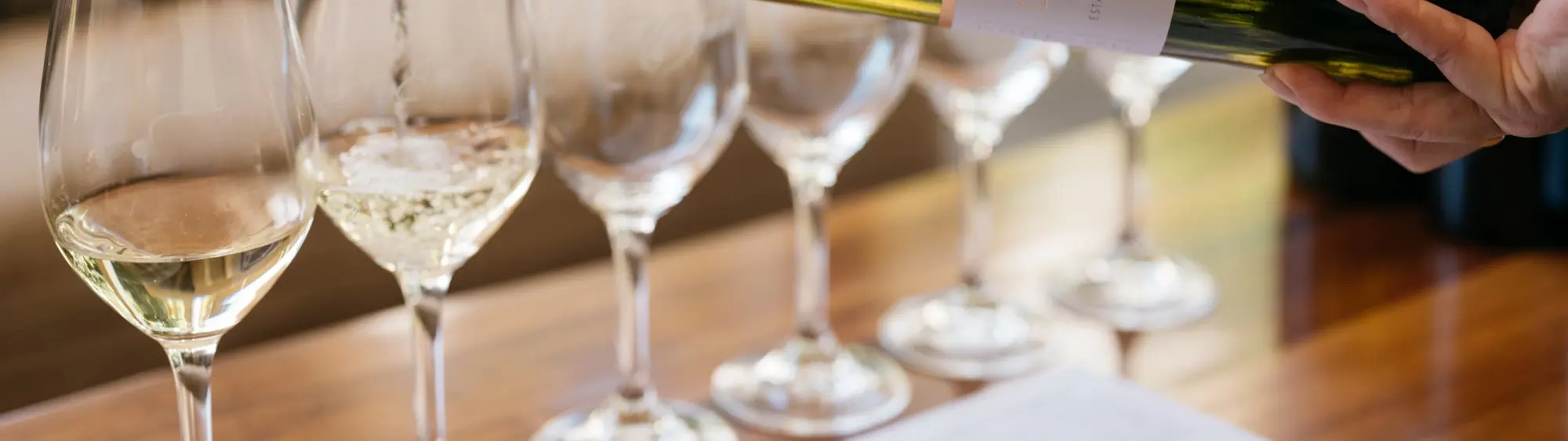a close up of wine glasses