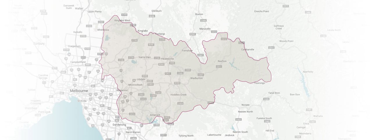 Map highlighting the Yarra Valley wine region