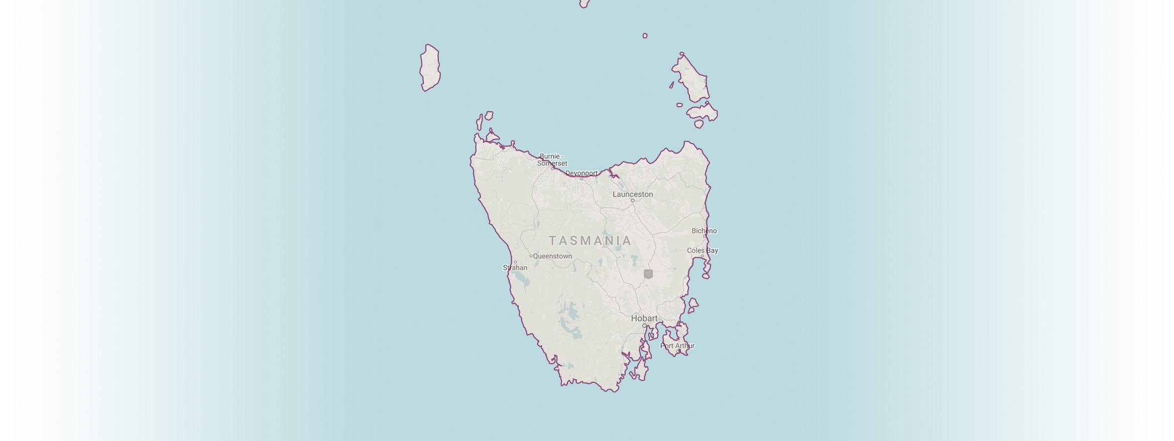 Map highlighting the Tasmania wine region