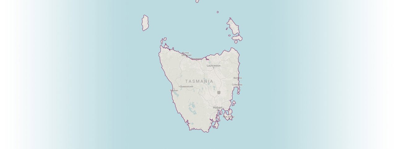 Map highlighting the Tasmania wine region