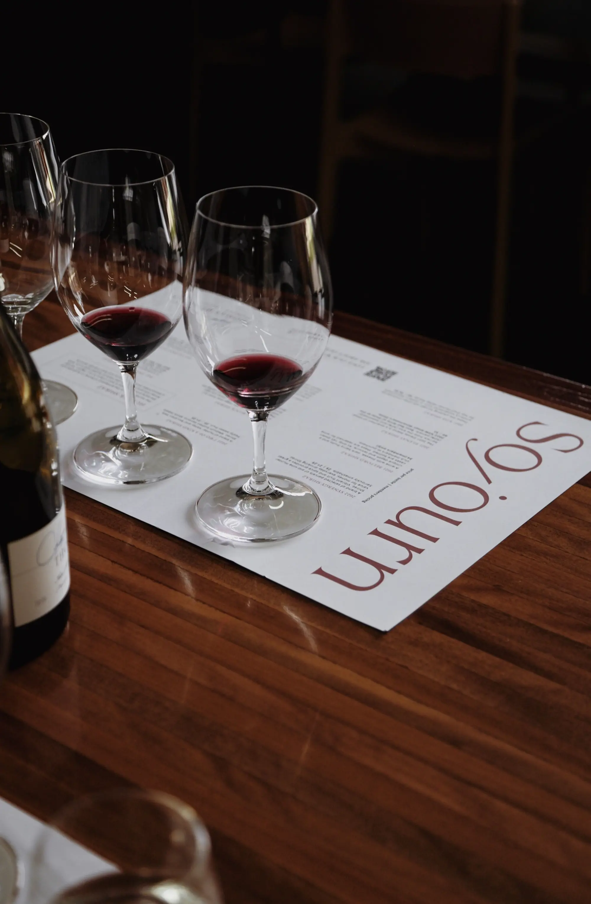 a group of wine glasses on a table