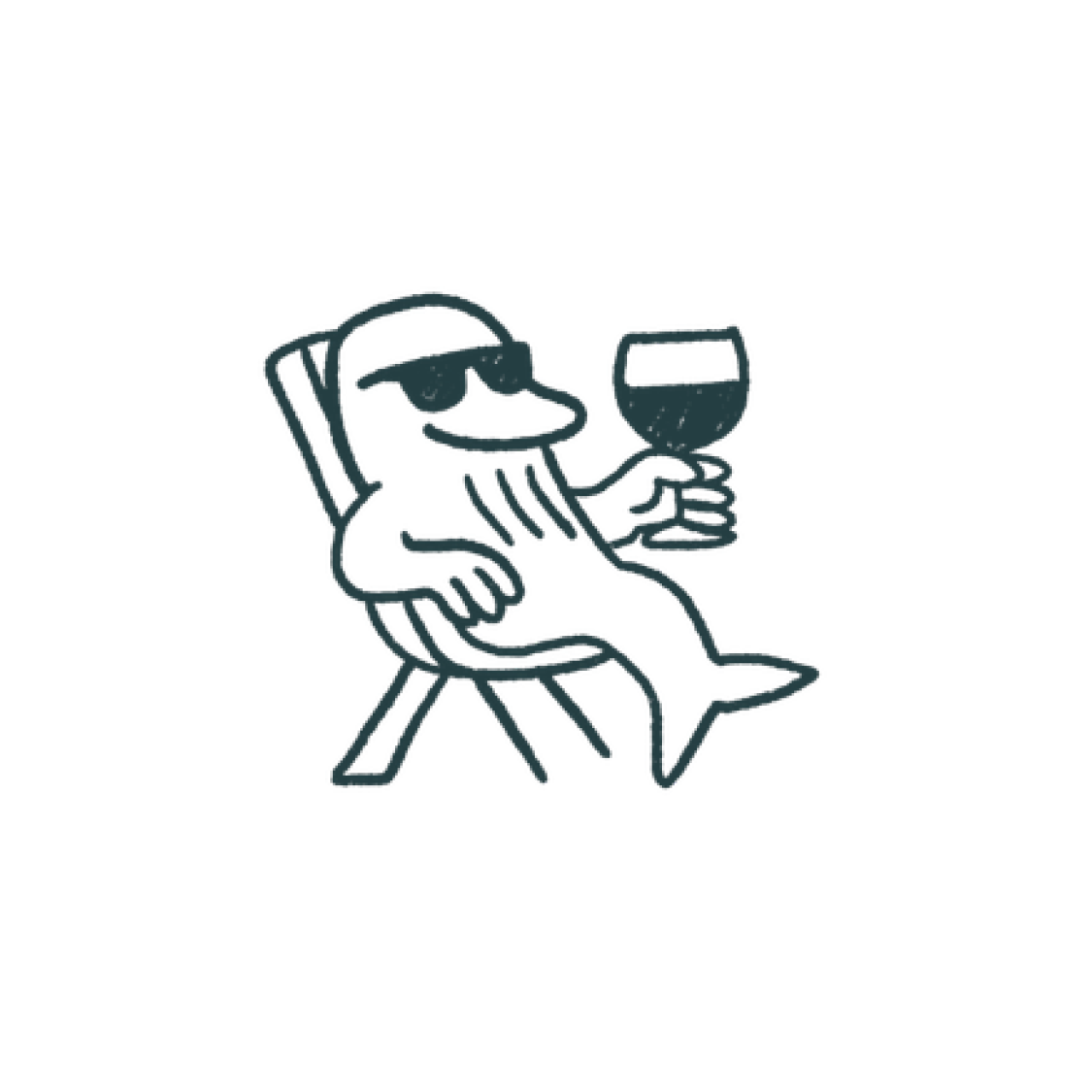 a cartoon of a whale holding a glass of wine