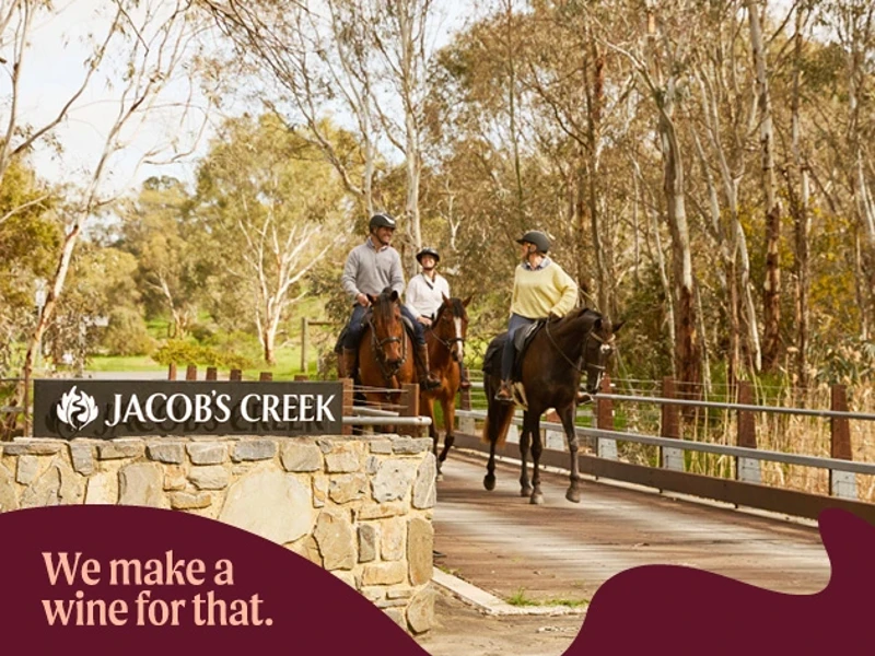 a group of people riding horses on a bridge
