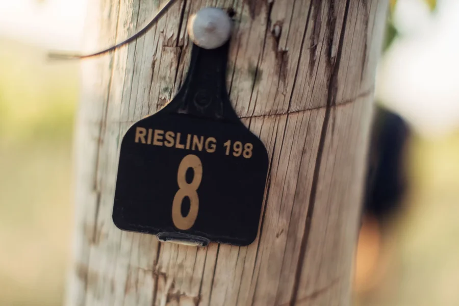 a black and gold sign on a wooden pole