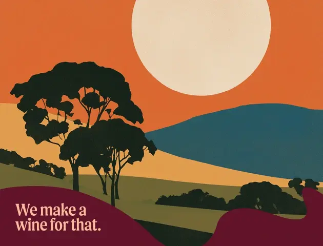 a poster of a landscape with trees and hills