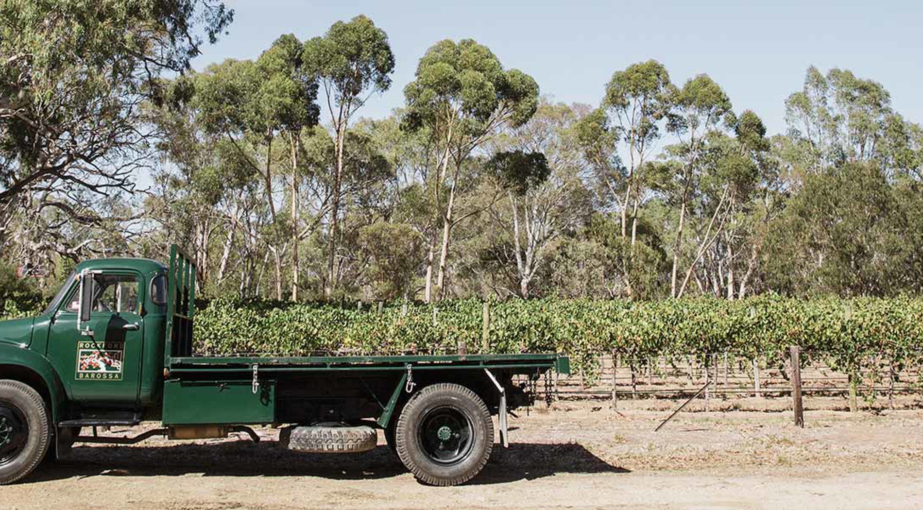 Rockford Wines vineyard with green vintage truck