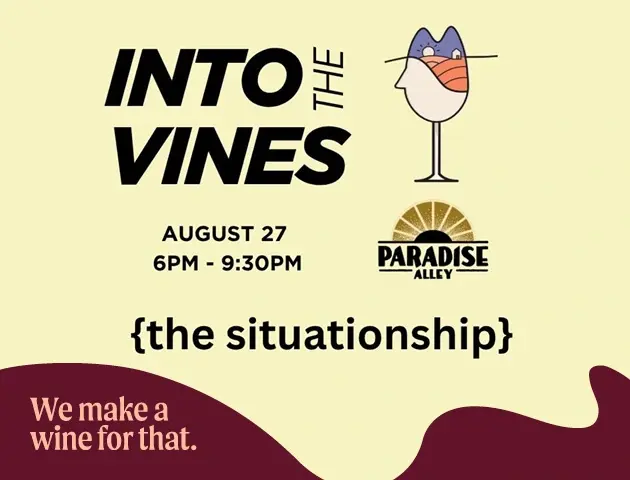 a poster with a cartoon cat and wine glass