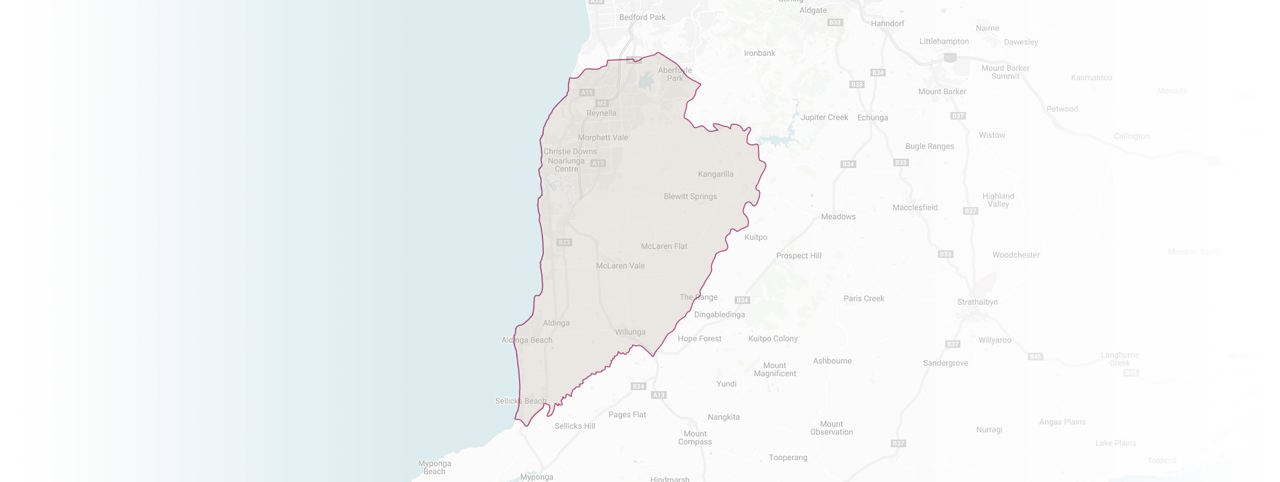 Map highlighting the McLaren Vale wine region