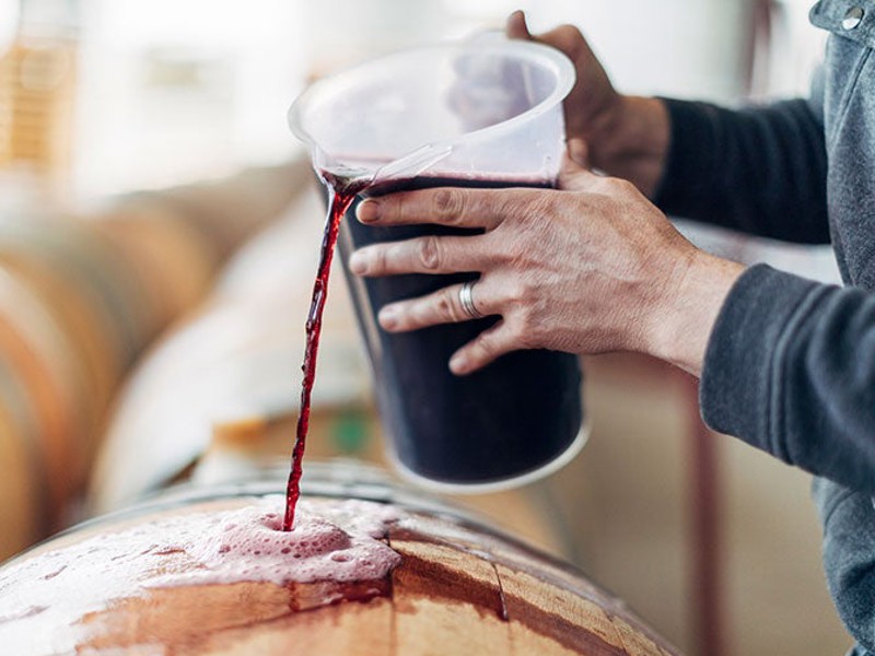 Wine topped up in barrel